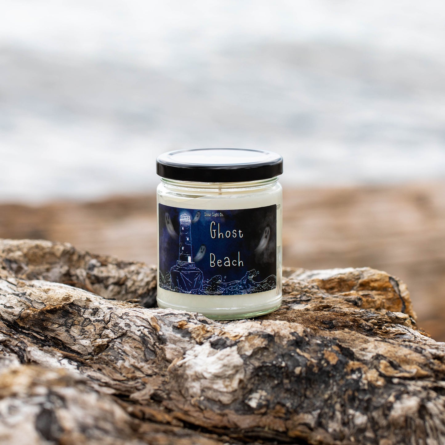 Ghost Beach Candle on Driftwood
