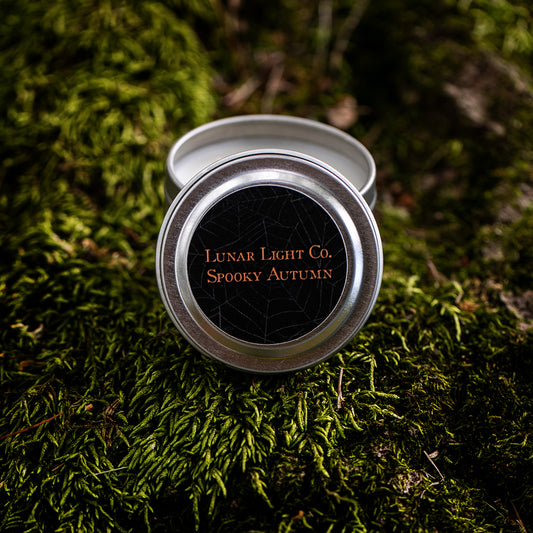 Spooky Autumn Travel Tin Candle