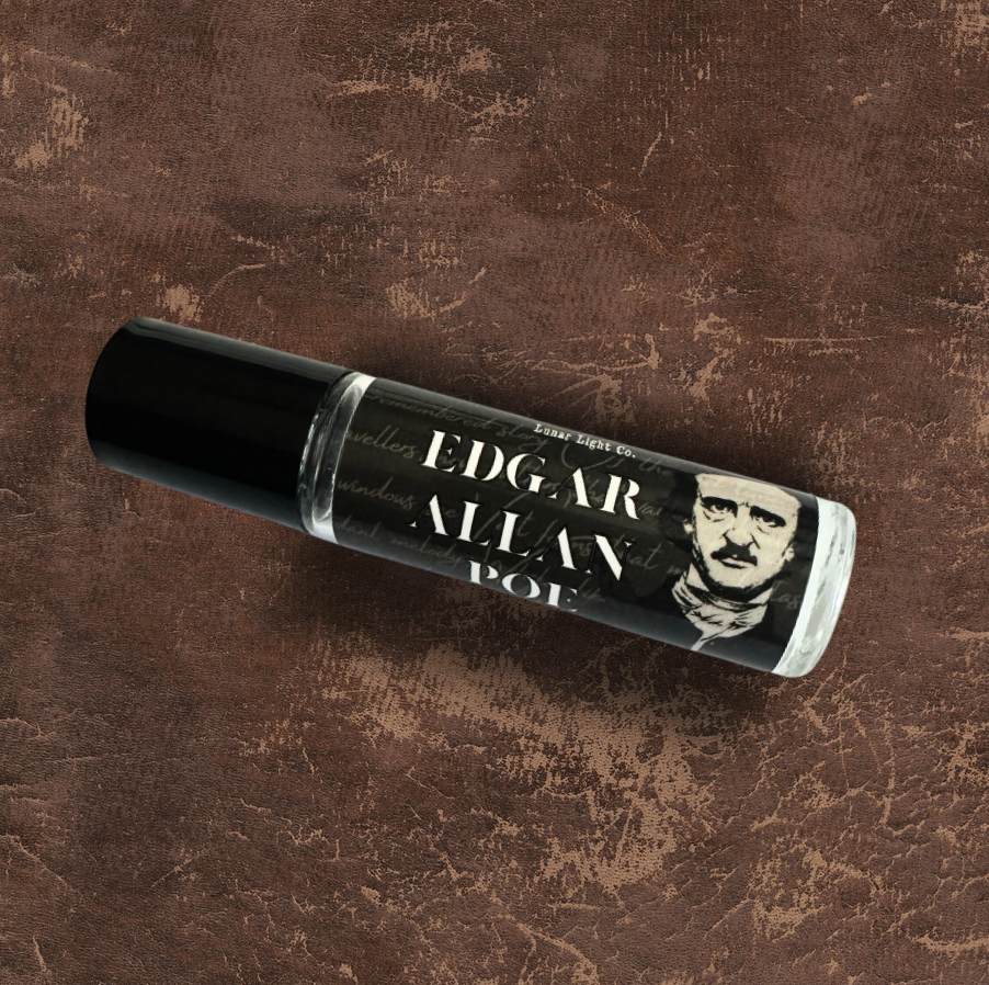 Edgar Allan Poe Perfume Bottle on Leather