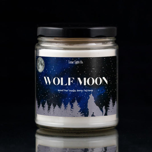 wolf moon candle