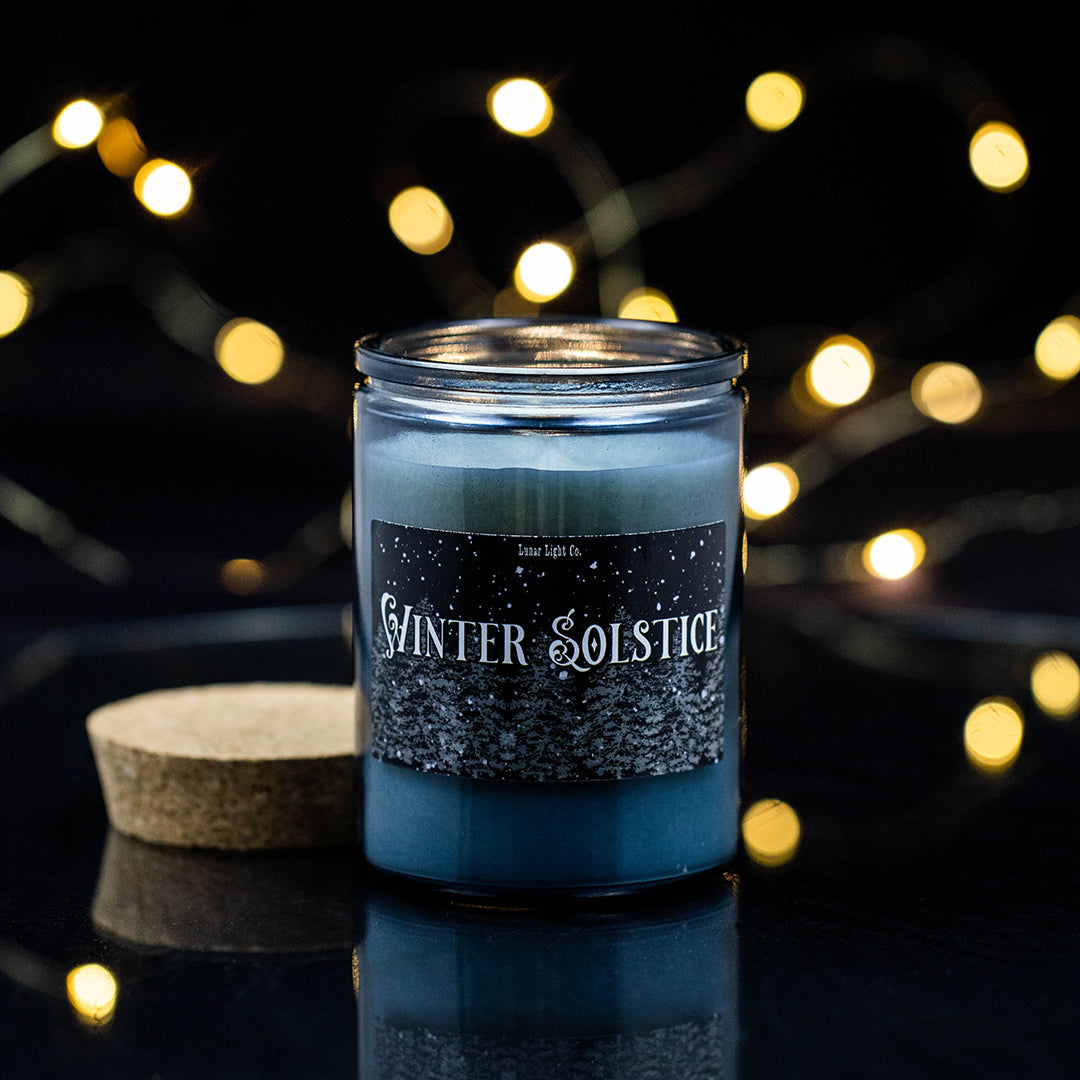 Winter solstice candle with lights