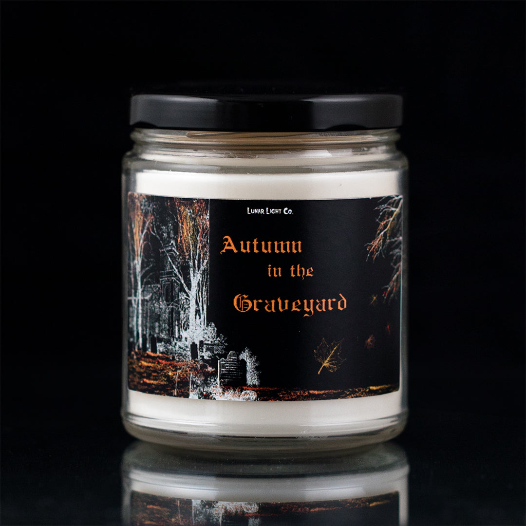 autumn in the graveyard candle