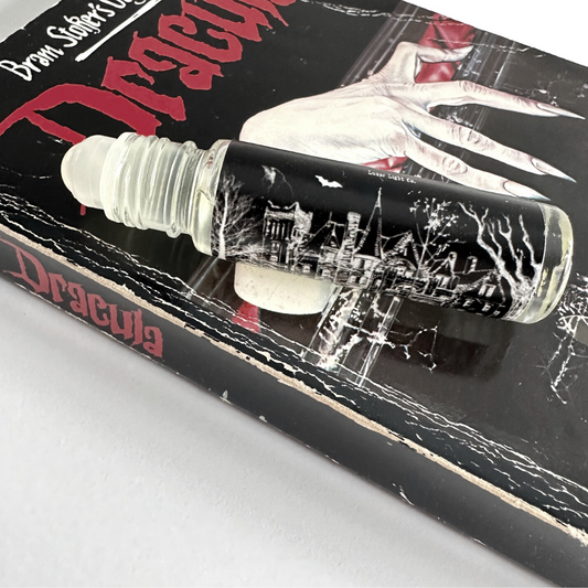 Draculas Castle Perfume Oil on Dracula Horror Book